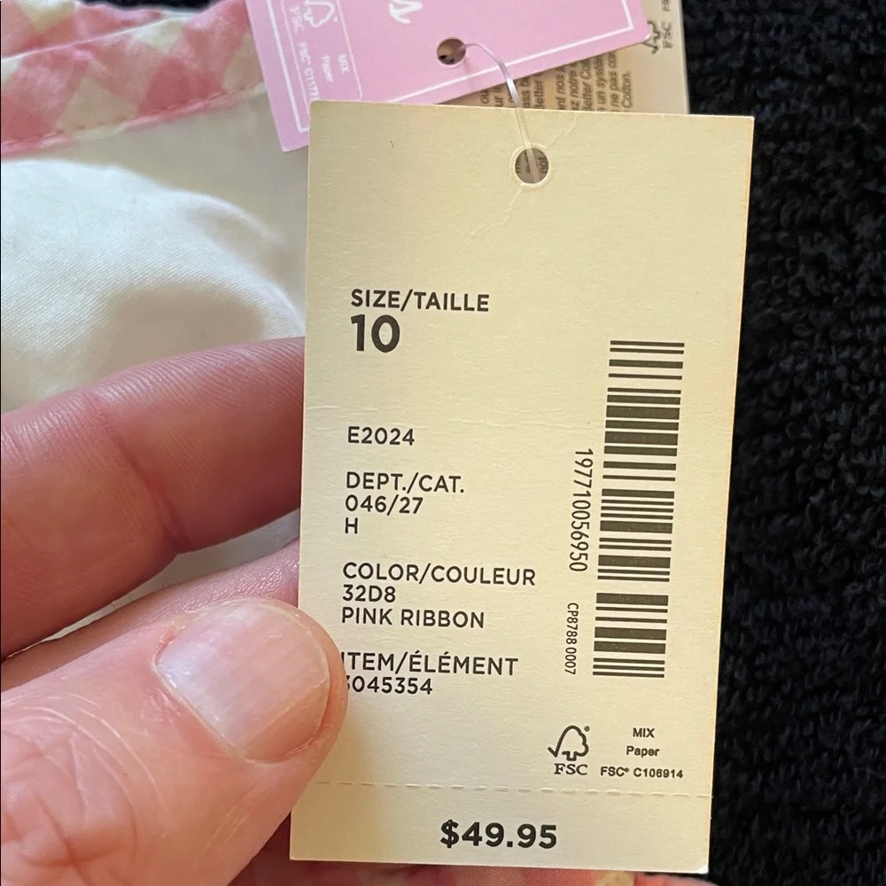 Gymboree Pink and Cream Bunny Easter Gingham Dress NWT Girls size 10